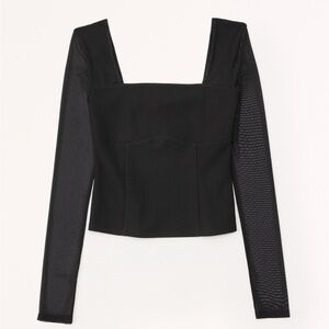 NWT Abercrombie Long Sleeve Square-neck Mesh Top